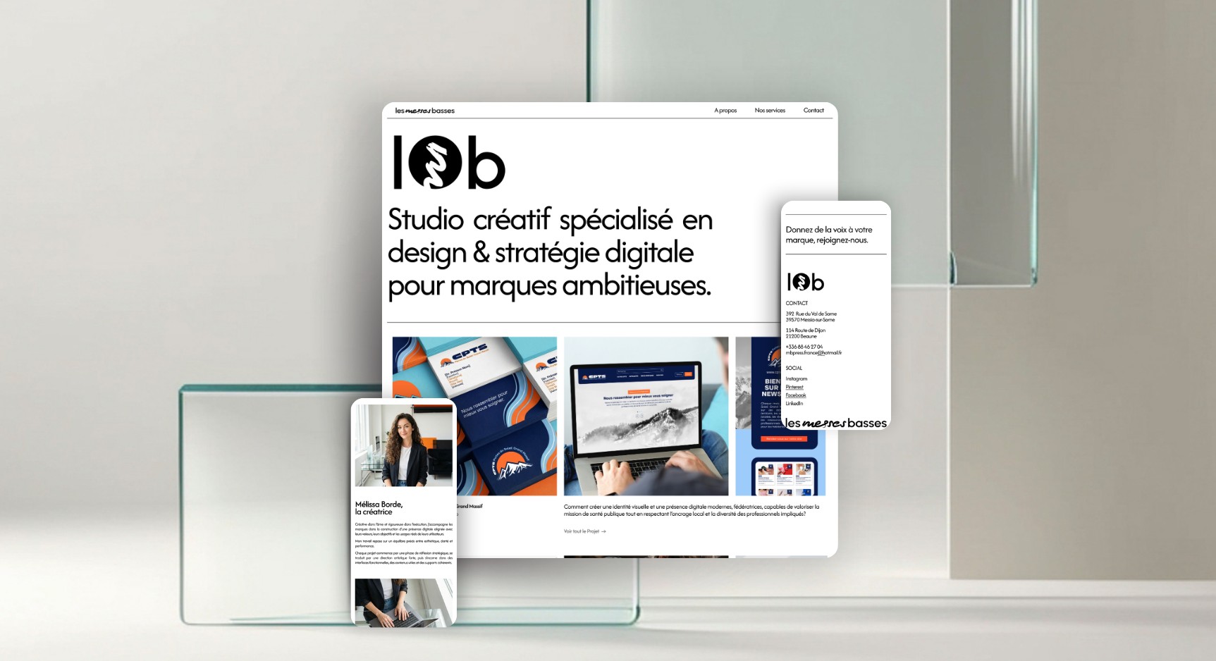 Graphic of a close up of a website depicting an Our Projects page with sample project names and dates.